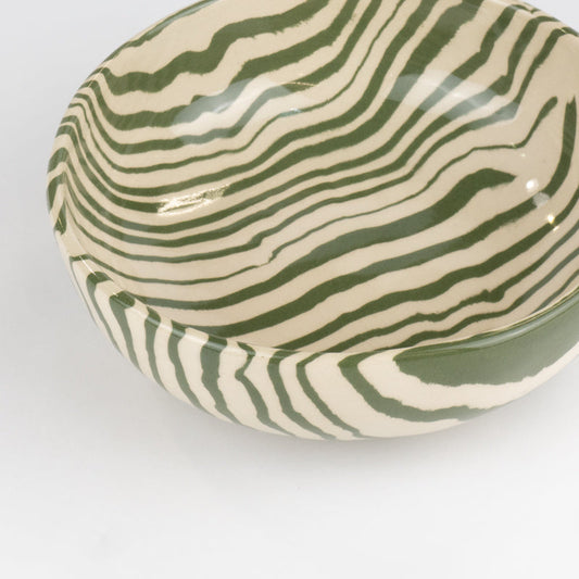 Woosline | Emerald Green & White Marble Elegant Ceramic Bowl