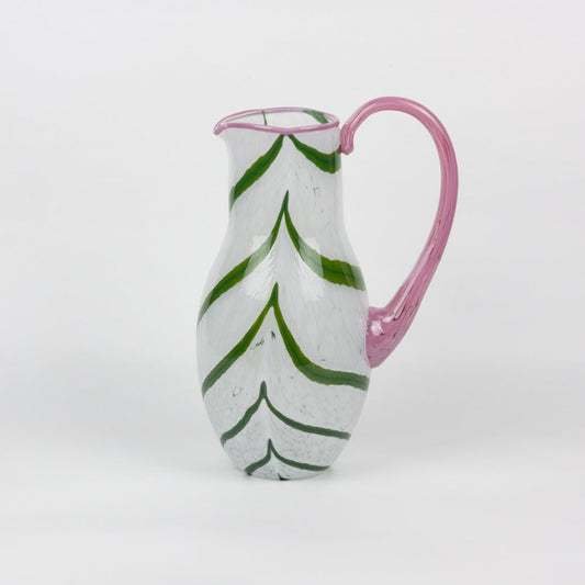 Woosline | Green & Pink Swirl Handmade Glass Pitcher